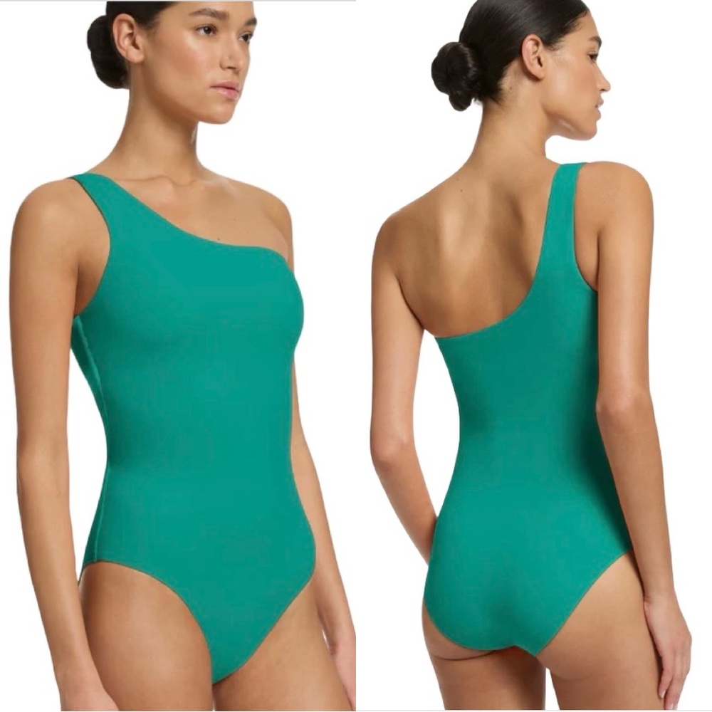 Jets Australia NWT Mineral Green Jetset One Shoulder One Piece Swimsuit Size 8